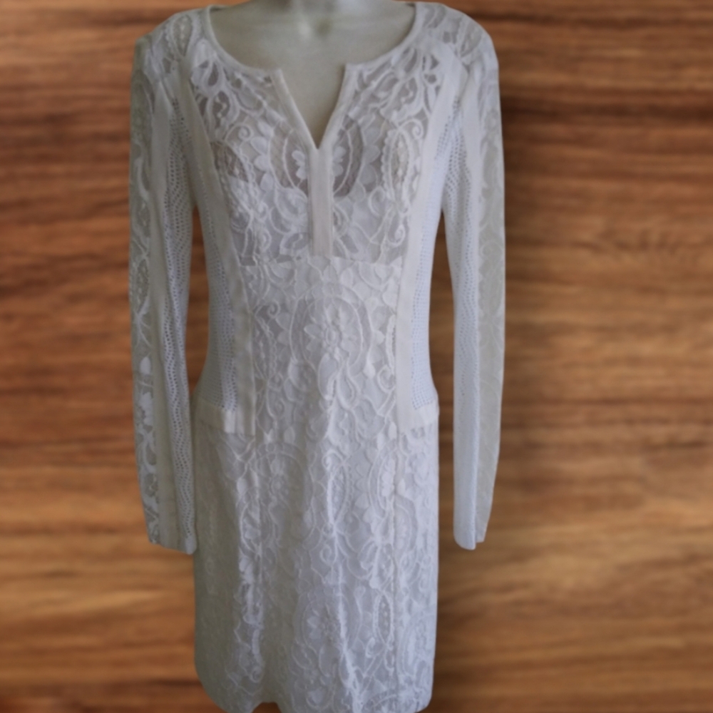 ⭐HP⭐ NWT-Nanette Lepore Women's Adora Flor Lace Long Sleeve Sheath Dress